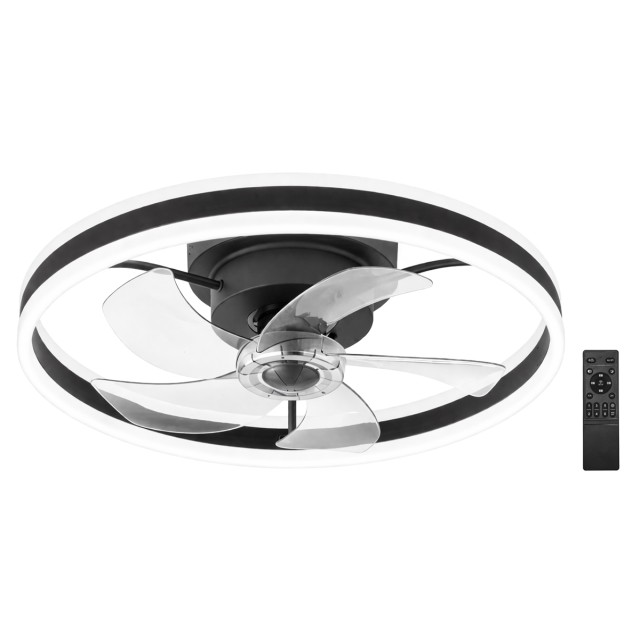 POWERTECH ανεμιστήρας οροφής PT-1560 με LED φως, 45W, Φ50x20cm, μαύρος