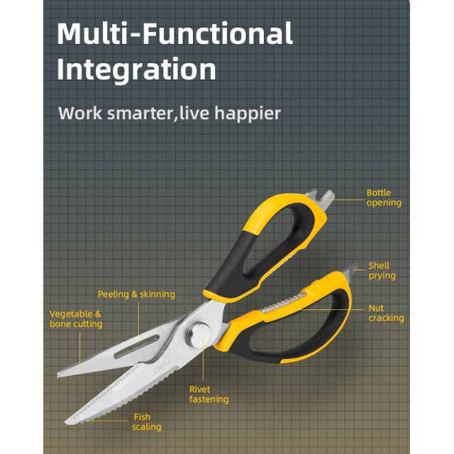 DELI ψαλίδι πολλαπλών χρήσεων DL358019, 225mm