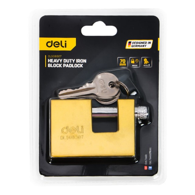 DELI λουκέτο τάκου με κλειδί DL508307, heavy duty, 70mm