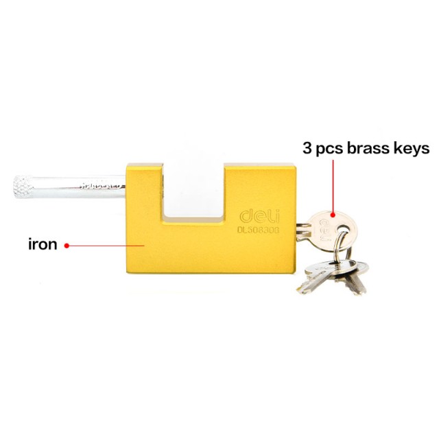 DELI λουκέτο τάκου με κλειδί DL508308, heavy duty, 80mm