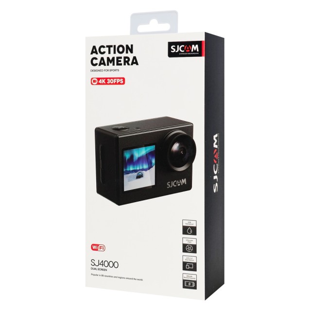 SJCAM action camera SJ4000 Dual Screen, 2x οθόνες, 16MP/4K, WiFi, αδιάβροχη θήκη, μαύρη