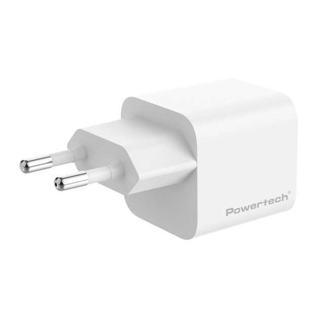 POWERTECH φορτιστής τοίχου PT-1577 με καλώδιο, USB-C, 65W, GaN, AVS, λευκός