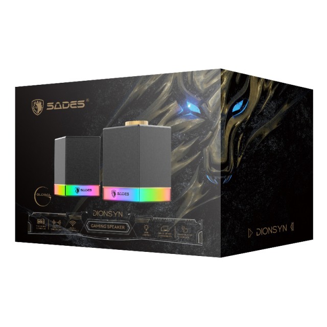 SADES gaming ηχεία Dionsyn με RGB φωτισμό, 2x 5W, Bluetooth & USB-C/USB, μαύρα