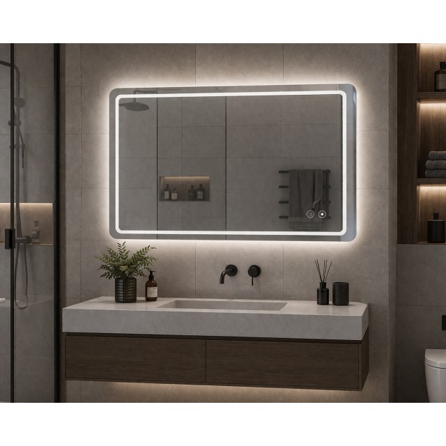 BRUNO καθρέφτης μπάνιου LED BRN-0285, ορθογώνιος, 24W, 60x80cm, IP67