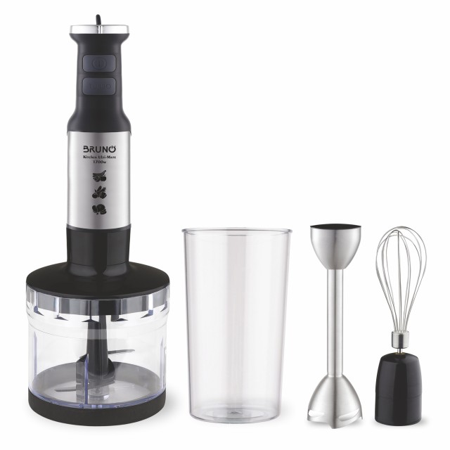BRUNO ραβδομπλέντερ BRN-0250, 1700W Σετ 3 σε 1, ρυθμιζόμενη ταχύτητα, 4 λεπίδες, inox-μαύρο