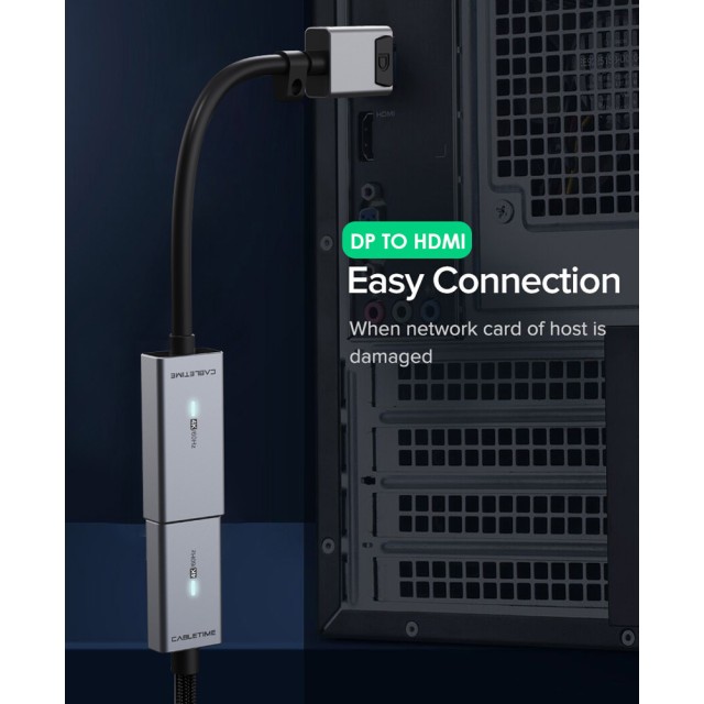 CABLETIME αντάπτορας DisplayPort σε HDMI CT-AV589-P02G4K60, 4K/60Hz, γκρι