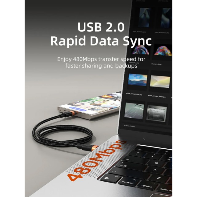 CABLETIME καλώδιο USB-C CT-CM60, 60W, 480Mbps, 1m, μαύρο