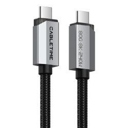 CABLETIME καλώδιο USB-C CT-USB4V2, USB4, 240W, 80Gbps, 8K/60Hz, 1m, μαύρο