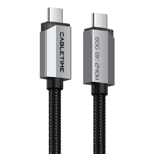 CABLETIME καλώδιο USB-C CT-USB4V2, USB4, 240W, 80Gbps, 8K/60Hz, 1m, μαύρο
