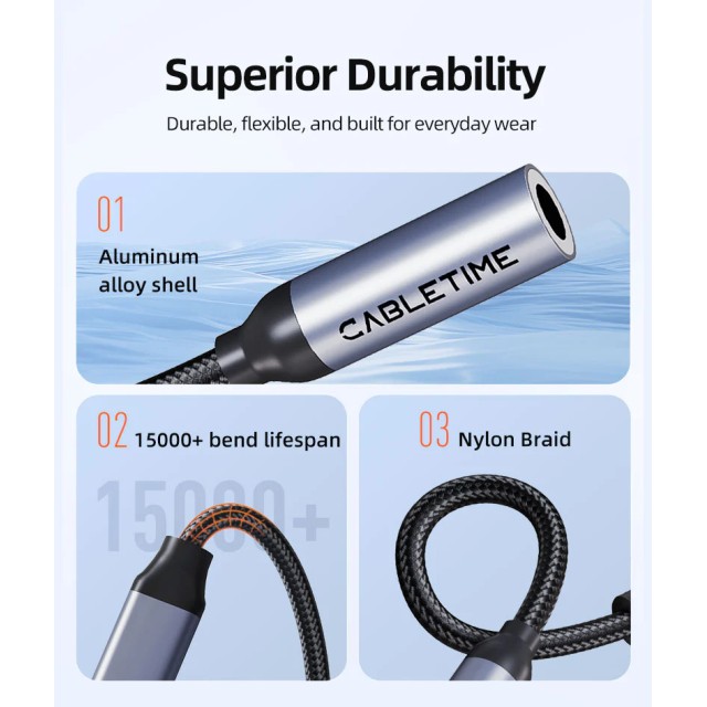 CABLETIME αντάπτορας USB-C σε 3.5mm CT-CMAUF-AG, γκρι