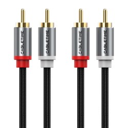 CABLETIME καλώδιο ήχου 2x RCA σε 2x RCA CT-RCA, 2m, μαύρο