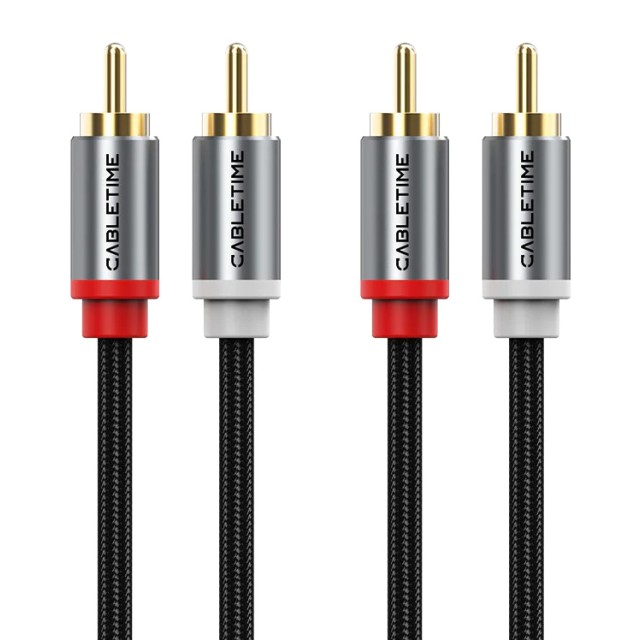 CABLETIME καλώδιο ήχου 2x RCA σε 2x RCA CT-RCA, 2m, μαύρο