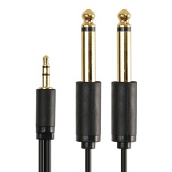 CABLETIME καλώδιο ήχου 3.5mm σε 2x 6.35mm AV310-17G, 1.8m, μαύρο