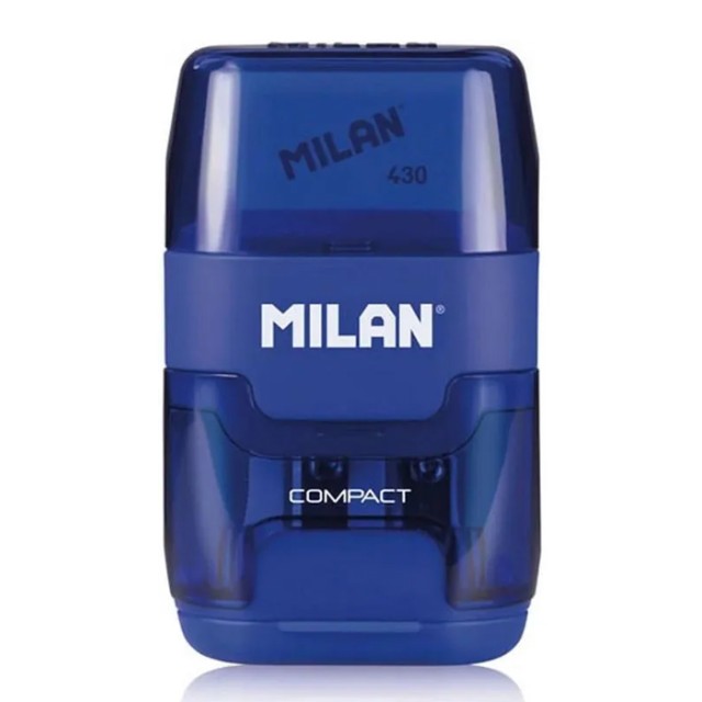 MILAN ξύστρα μολυβιών με κάδο & γόμα 1204703116, μπλε