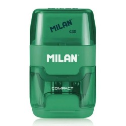 MILAN ξύστρα μολυβιών με κάδο & γόμα 1204703116, πράσινη