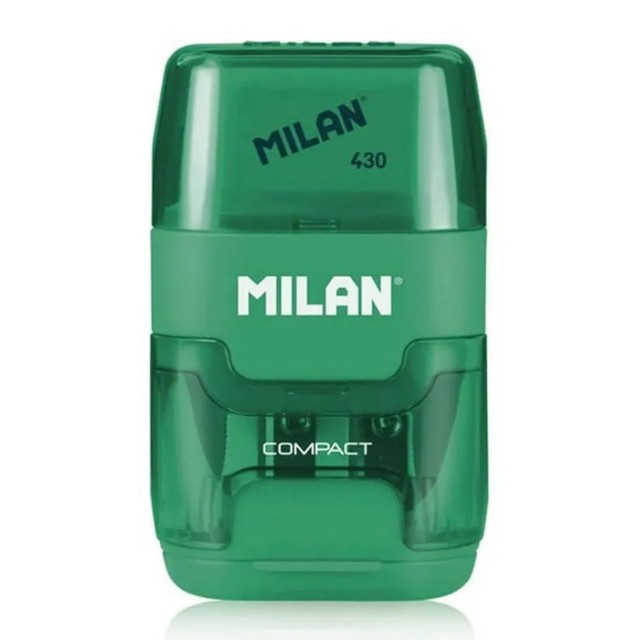 MILAN ξύστρα μολυβιών με κάδο & γόμα 1204703116, πράσινη