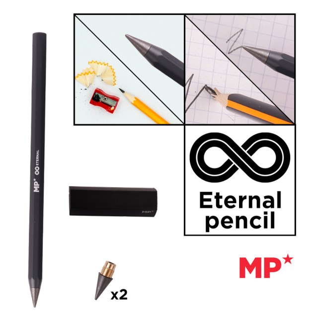 MP eternal μεταλλικό μολύβι PE560 με γόμα & 2x ανταλλακτικές μύτες, μαύρο
