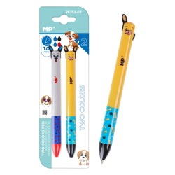 MP παιδικό στυλό 2x χρωμάτων PE353-03, 1mm μύτη, μπλε-μαύρο/κόκκινο, 2τμχ