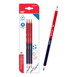 MP ξυλομπογιά με διπλή μύτη PE305T, 3mm μύτη, τρίγωνο, μπλε/κόκκινο, 3τμχ