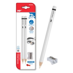 MP ξυλομπογιά PA1102 με ξύστρα, 5mm μύτη, στρογγυλό, λευκό, 2τμχ