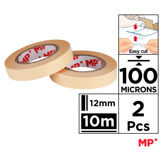 MP κολλητική ταινία διπλής όψεως PA512-01, 12mm, 10m, μπεζ, 2τμχ