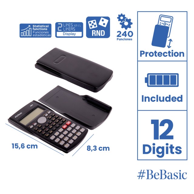 BEBASIC αριθμομηχανή S061, μπαταρίας, 12 ψηφία, μαύρη