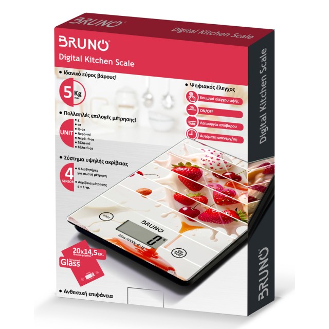 BRUNO ψηφιακή ζυγαριά κουζίνας BRN-0271, 1gr/5kg, Flavor Feast