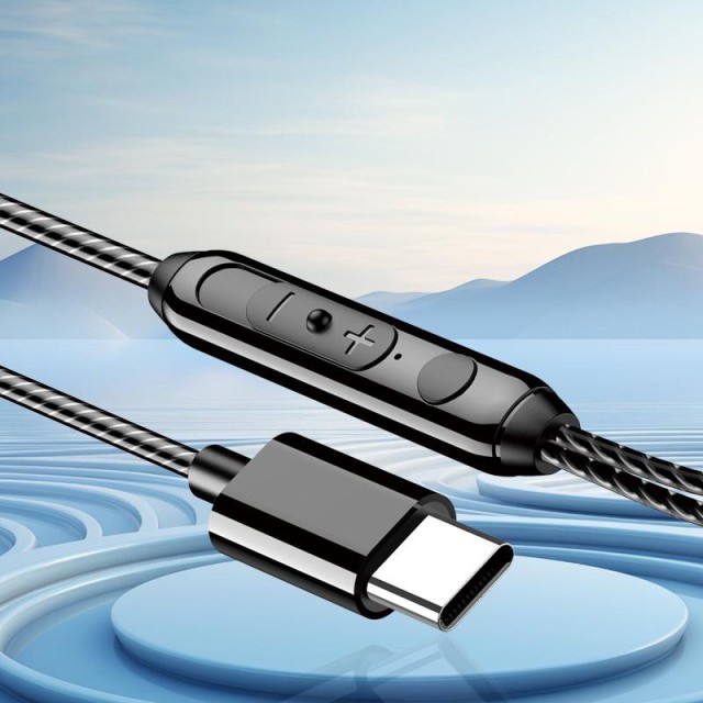 KAKUSIGA earphones με μικρόφωνο KSC-1300, USB-C σύνδεση, 10mm, 1.2m, μαύρα