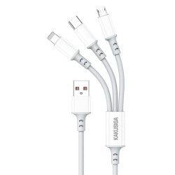 KAKUSIGA καλώδιο USB σε USB-C/Lightning/Micro USB KSC-1025, 5A, 480Mbps, 1.2m, λευκό