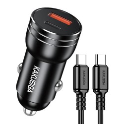 KAKUSIGA φορτιστής αυτοκινήτου KSC-1714 με καλώδιο USB-C, USB/USB-C, 60W, μαύρος
