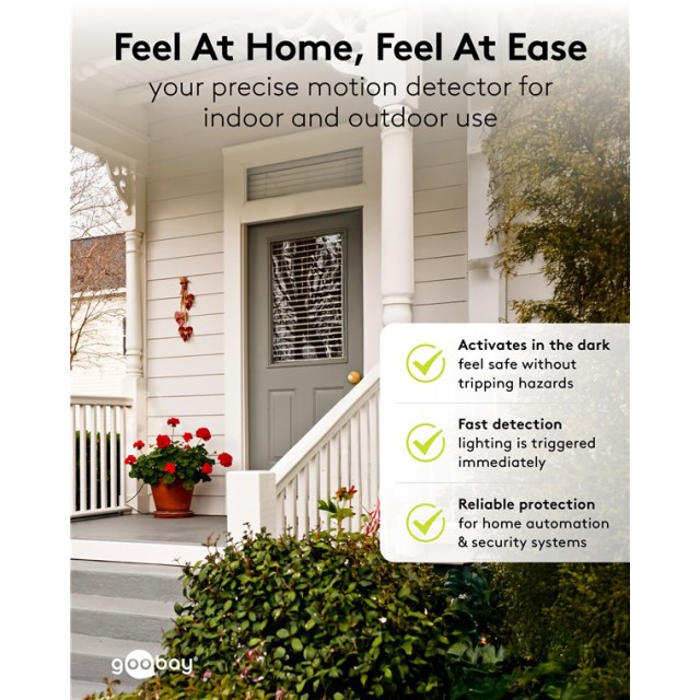 GOOBAY αισθητήρας κίνησης 79589, έως 12m, ρυθμιζόμενη κλίση, IP44, λευκός