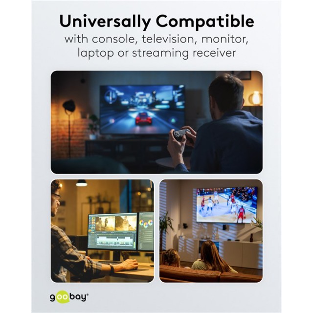 GOOBAY καλώδιο HDMI 2.2 80073, 16K/60Hz, 96 Gbps, 0.50m, μαύρο