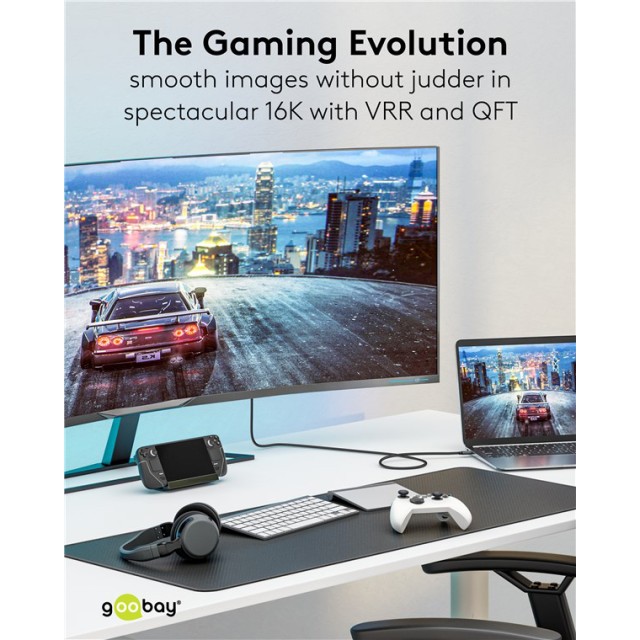 GOOBAY καλώδιο HDMI 2.2 80092, 16K/60Hz, 96 Gbps, 1.5m, μαύρο
