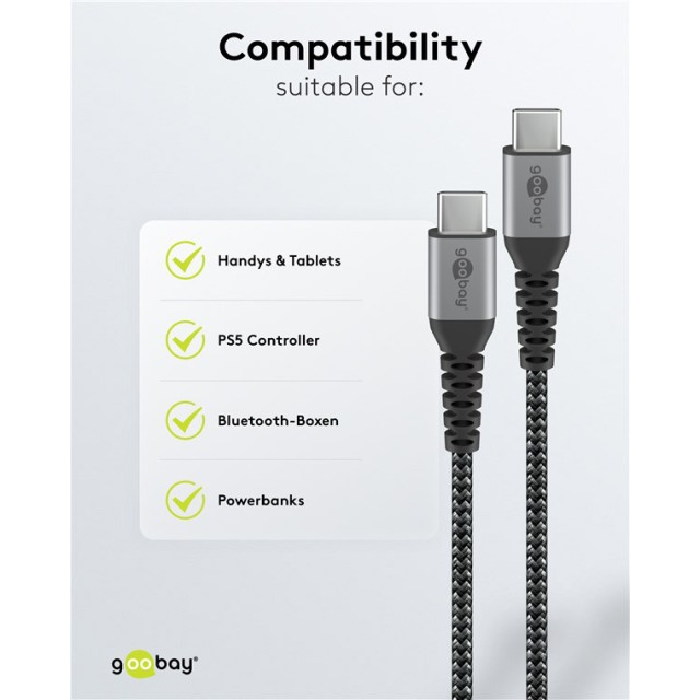 GOOBAY καλώδιο USB-C 49301, 60W, 480Mbps, 0.50m, μαύρο