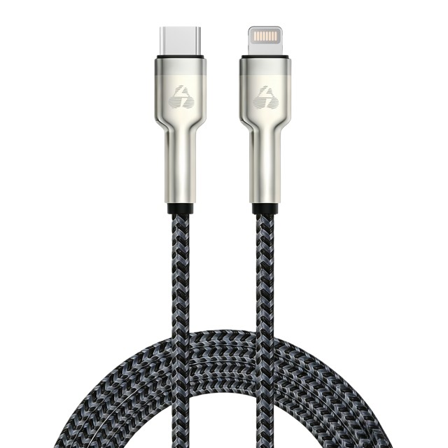POWERTECH καλώδιο Lightning σε USB-C PTR-0200, PD 27W, 480Mbps, 1m, μαύρο/γκρι