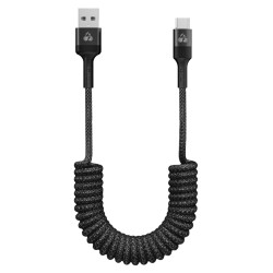 POWERTECH καλώδιο USB-C σε USB PTR-0197 με spiral καλώδιο, PD 60W, 480Mbps, 1m, μαύρο