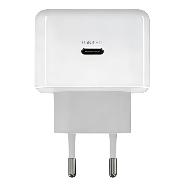 POWERTECH φορτιστής τοίχου PT-1581 με καλώδιο, USB-C, 40 έως 60W, GaN, AVS, λευκός