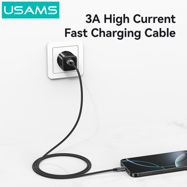 USAMS καλώδιο USB-C σε USB SJ767, 3A, 480Mbps, 1m, μαύρο