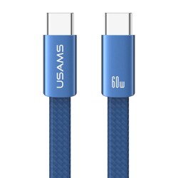 USAMS καλώδιο USB-C SJ783, 60W, 480Mbps, flat, 1.2m, μπλε