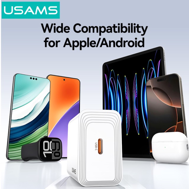 USAMS φορτιστής τοίχου CC325, USB-C, 20W, λευκός USAMS φορτιστής τοίχου CC325, USB-C, 20W, λευκός