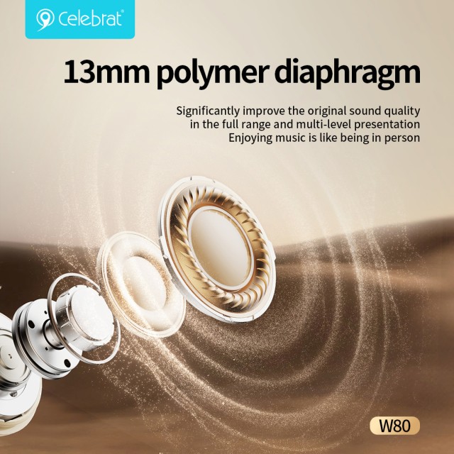 CELEBRAT earphones με θήκη φόρτισης W80, True Wireless, 13mm, 30/230mAh, γκρι