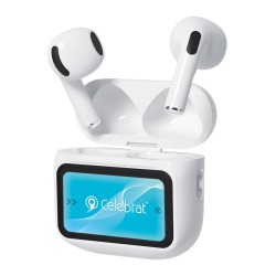 CELEBRAT earphones με θήκη φόρτισης W76, True Wireless, 13mm, 25/300mAh, λευκά