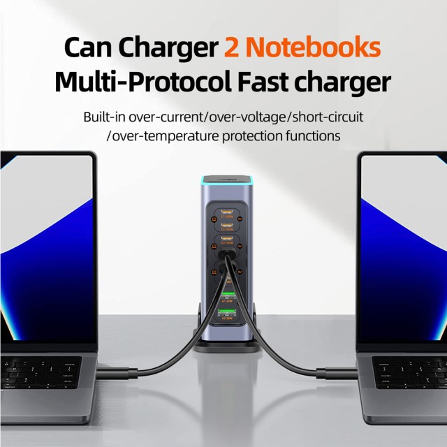 POWERTECH σταθμός φόρτισης PT-1621, 2x USB & 6x USB-C, GaN, 140W, γκρι POWERTECH σταθμός φόρτισης PT-1621, 2x USB & 6x USB-C, GaN, 140W, γκρι