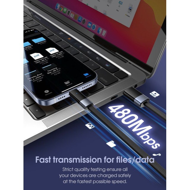 LDNIO καλώδιο USB-C σε USB LS241Q, flat, 100W, 480Mbps, 1m, μαύρο
