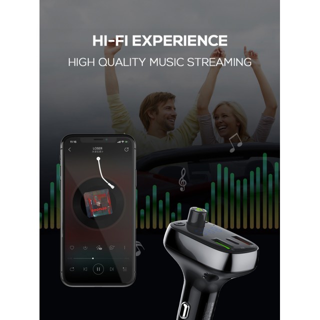 LDNIO FM transmitter & φορτιστής C704Q, USB-C/2x USB, 36W, Bluetooth, μαύρο