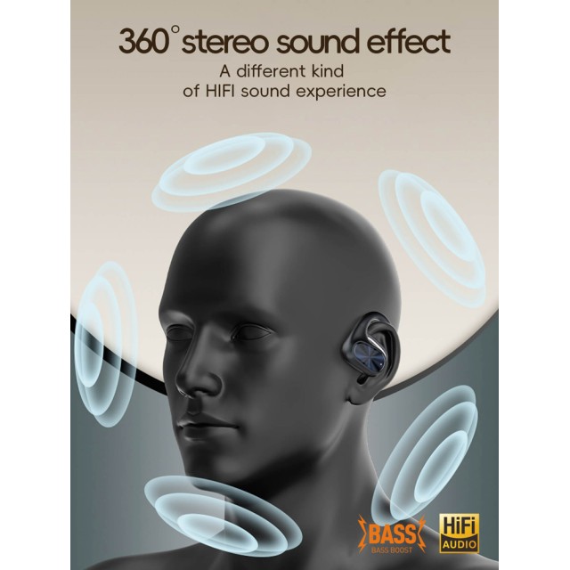 LDNIO earphones με θήκη φόρτισης T07, OWS Bone Conduction, 15mm, 60/500mAh, μαύρα