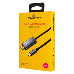 POWERTECH καλώδιο USB-C σε HDMI PTR-0209, 4K/30Hz, 10 Gbps, 1m, μαύρο