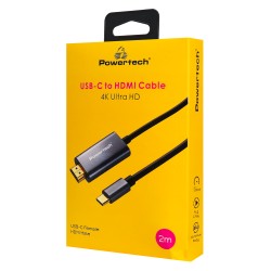 POWERTECH καλώδιο USB-C σε HDMI PTR-0210, 4K/30Hz, 10 Gbps, 2m, μαύρο