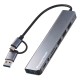POWERTECH USB hub PTR-0205 με card reader, 8 θυρών, USB & USB-C σύνδεση, γκρι