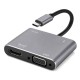 POWERTECH docking station CAB-UC101, 4 θυρών, USB-C, 4K, 100W, γκρι